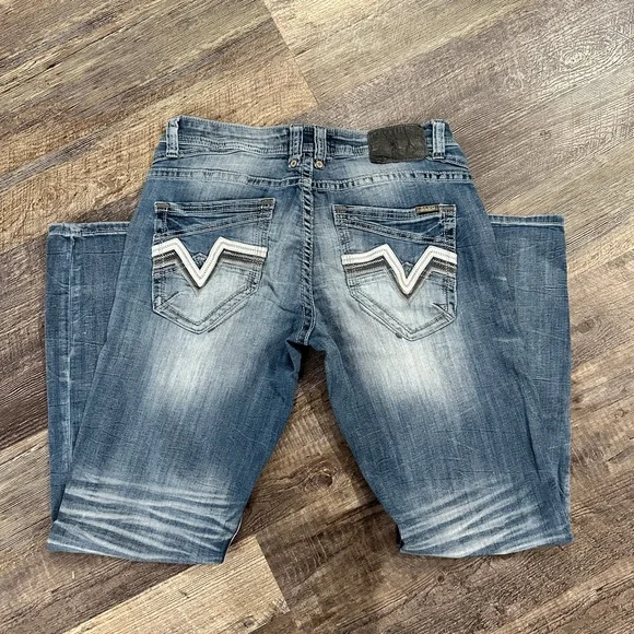 Salvage Blue Straight Jeans Classic Denim - Picture 2 of 5